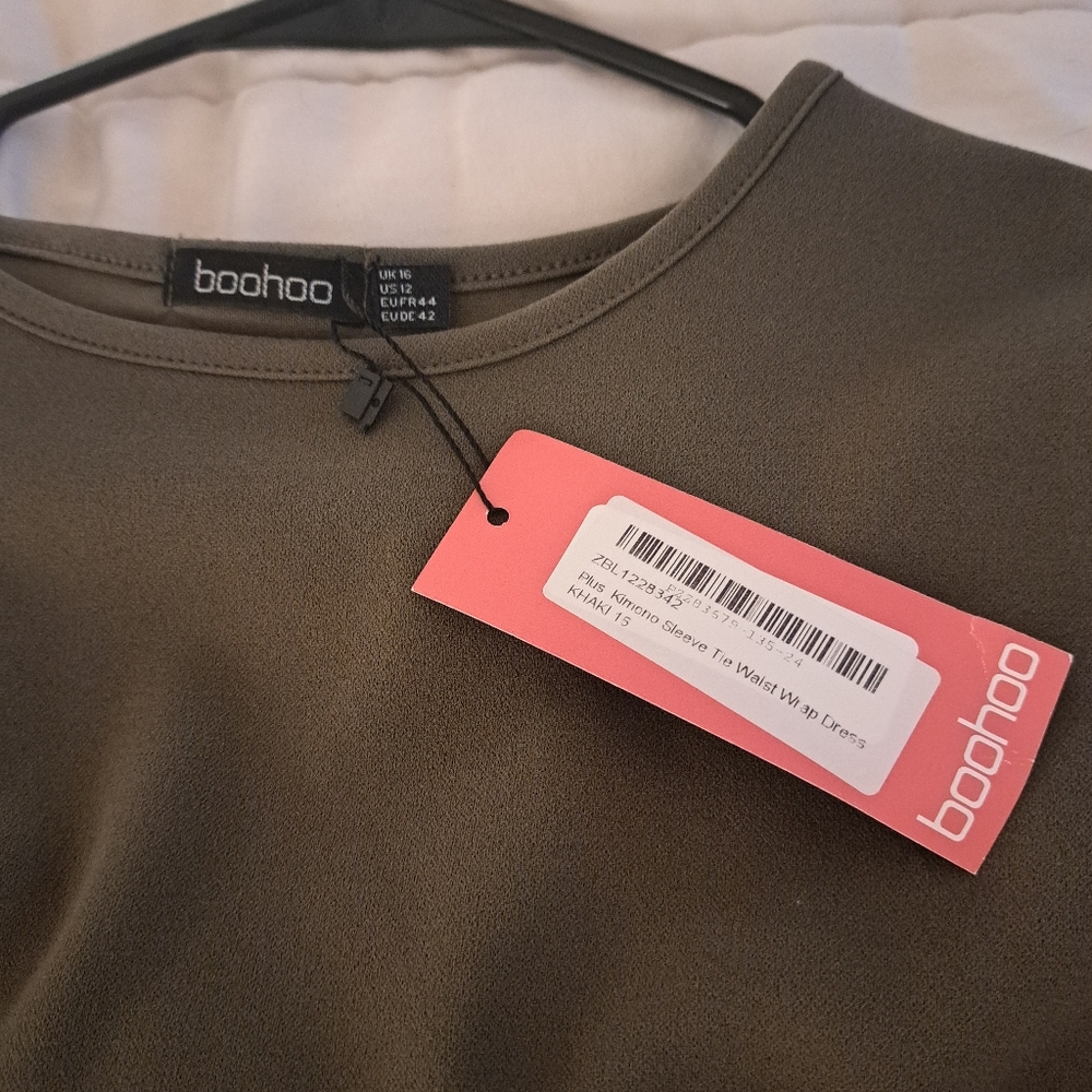 Olive green dress with wrap waist